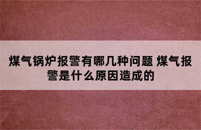 煤气锅炉报警有哪几种问题 煤气报警是什么原因造成的